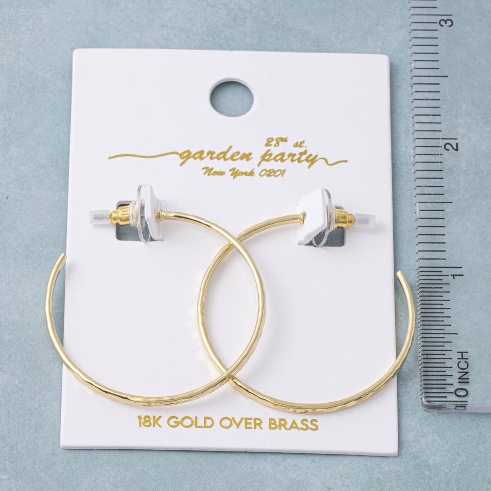 Sealy 18K Gold Dipped Hammered Medium Hoop Earrings