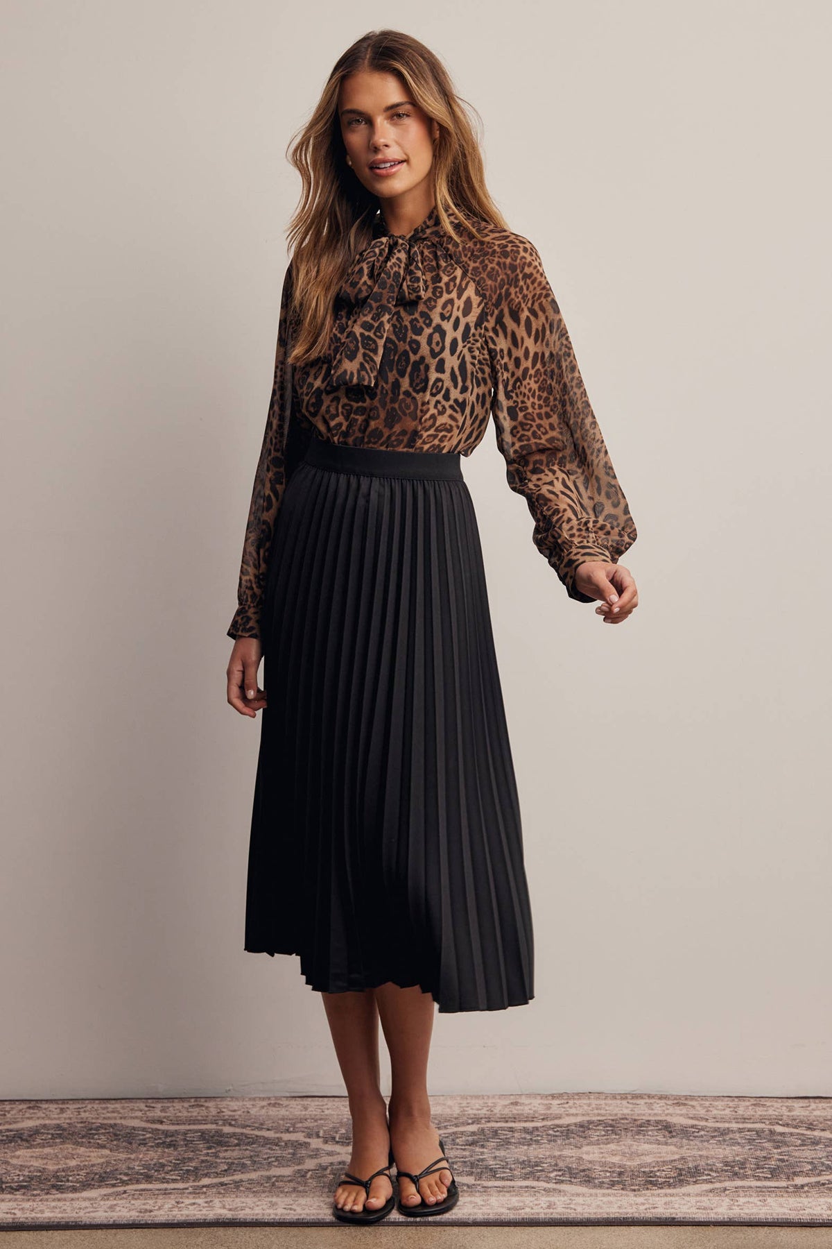 Drea Animal Print Tie Neck Chiffon Blouse PREORDER