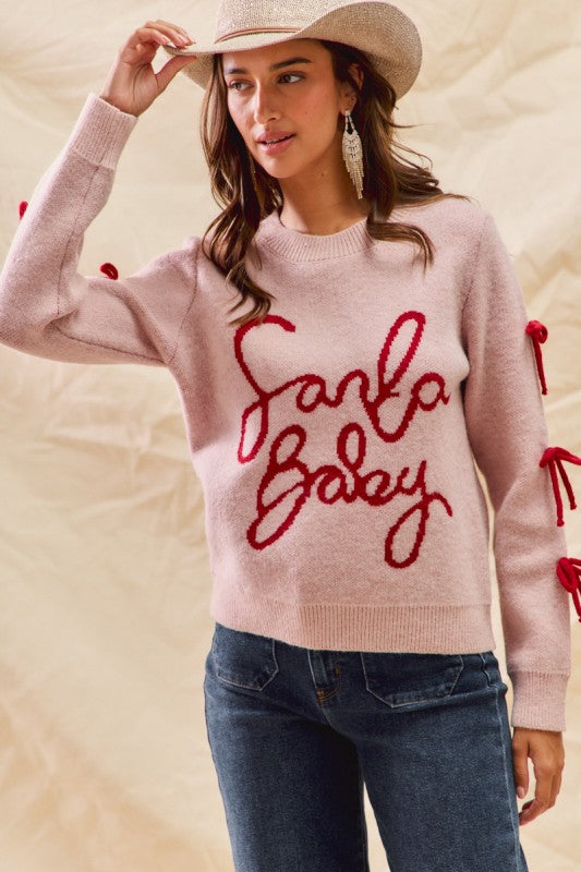 Santa Baby Bow Sweater Top