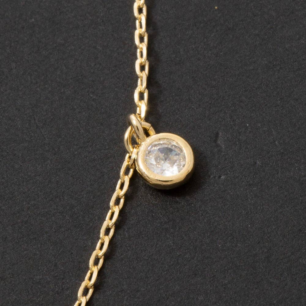 Arso Disc And Cz Drop Charm Necklace