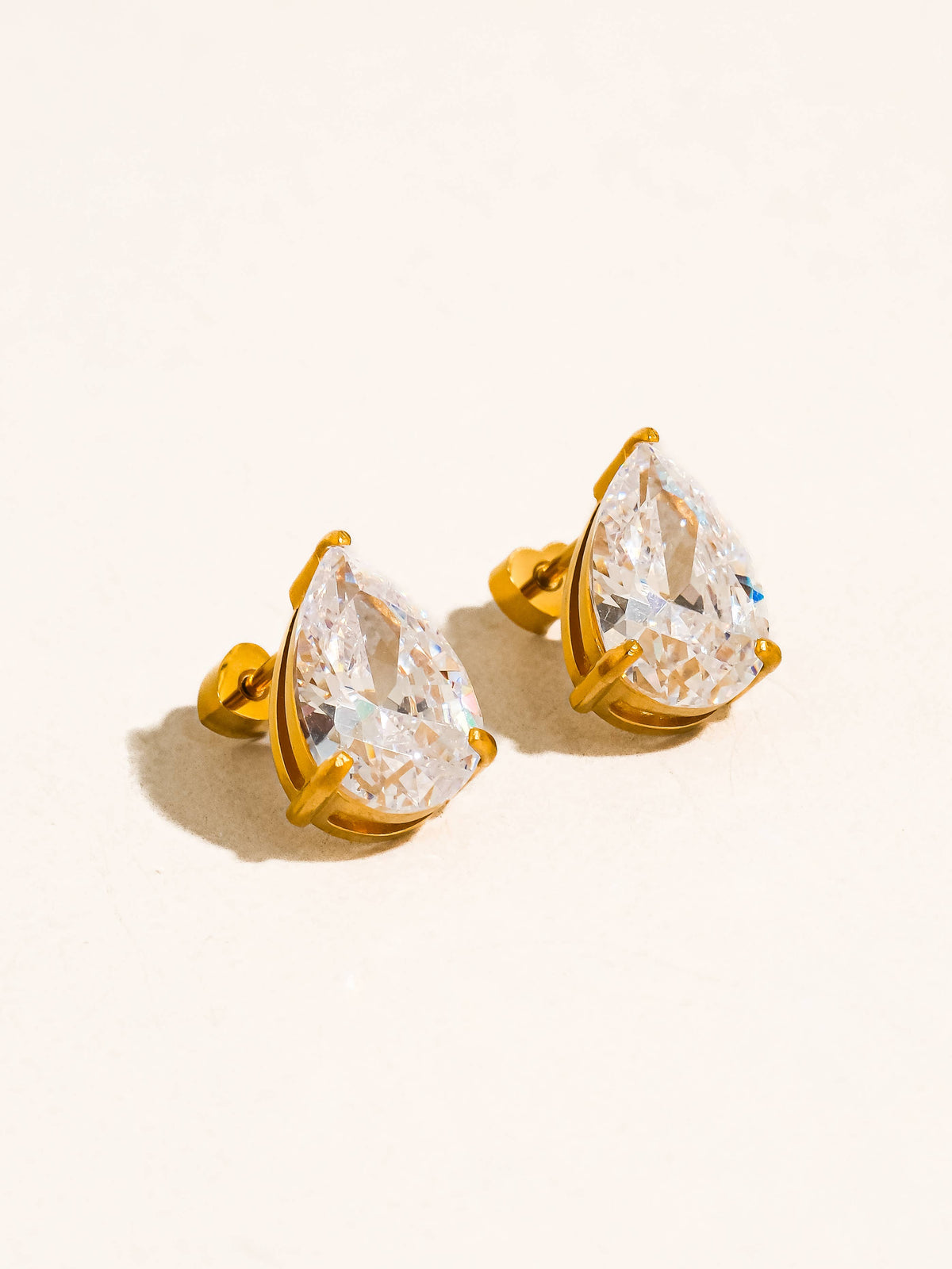 Flânerie by MAIQ Avenn 18K Gold Non-Tarnish Round CZ Flat Back Earrings
