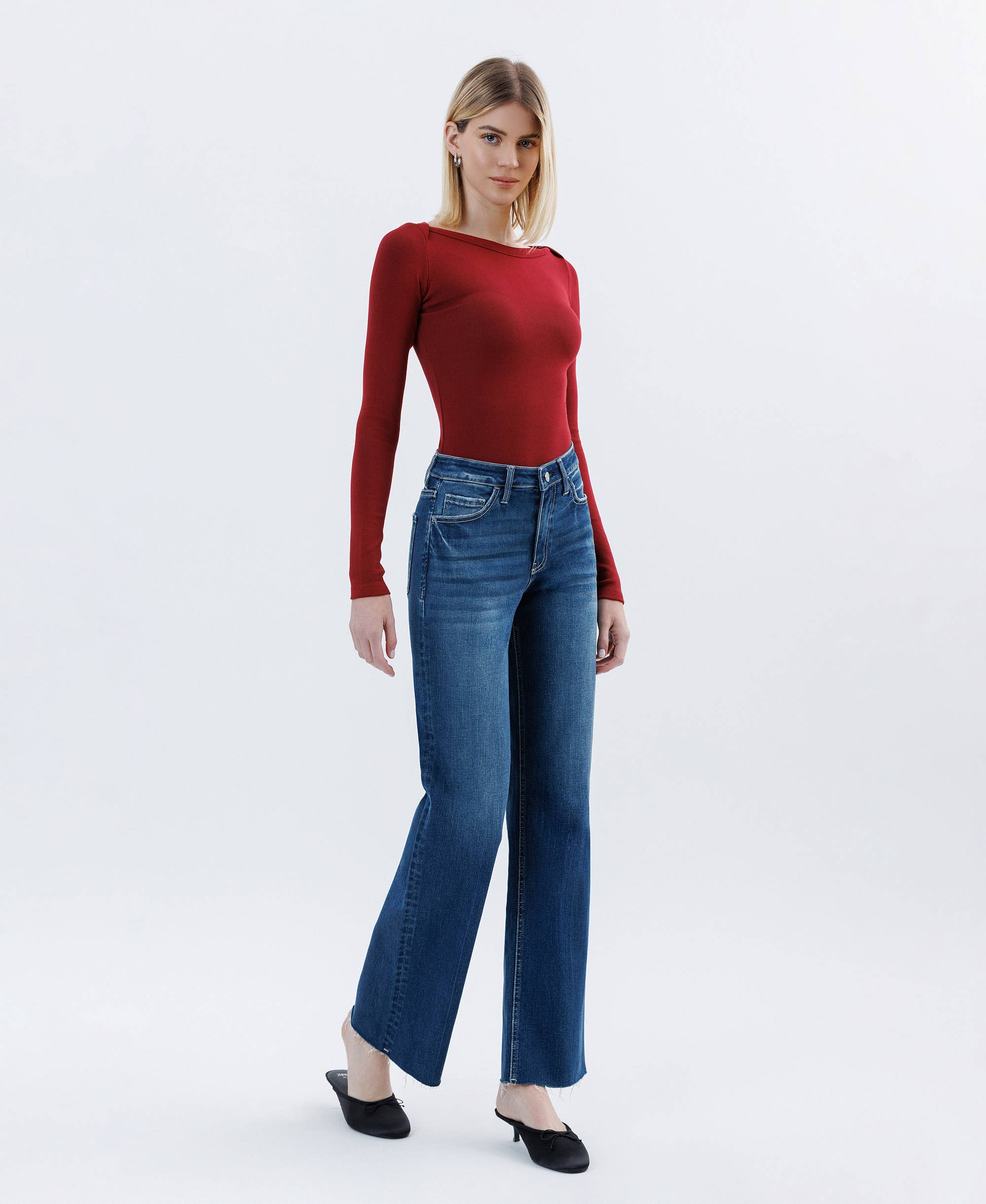 Vervet Auburn High Rise Raw Hem Slim Jeans