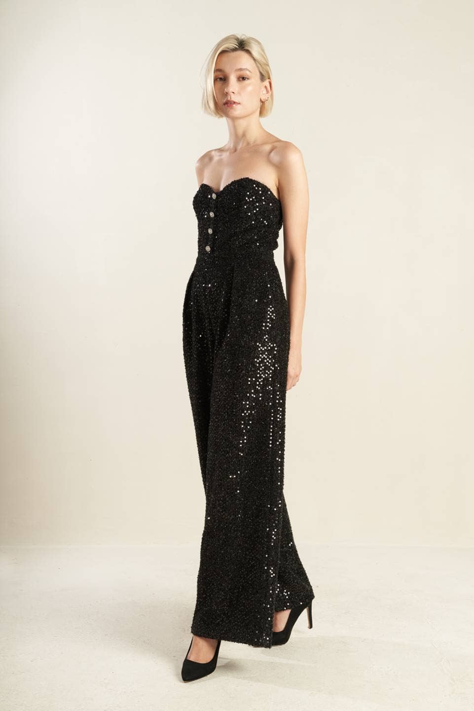 Vayda Sequin Jumpsuit Final Sale Black / Small