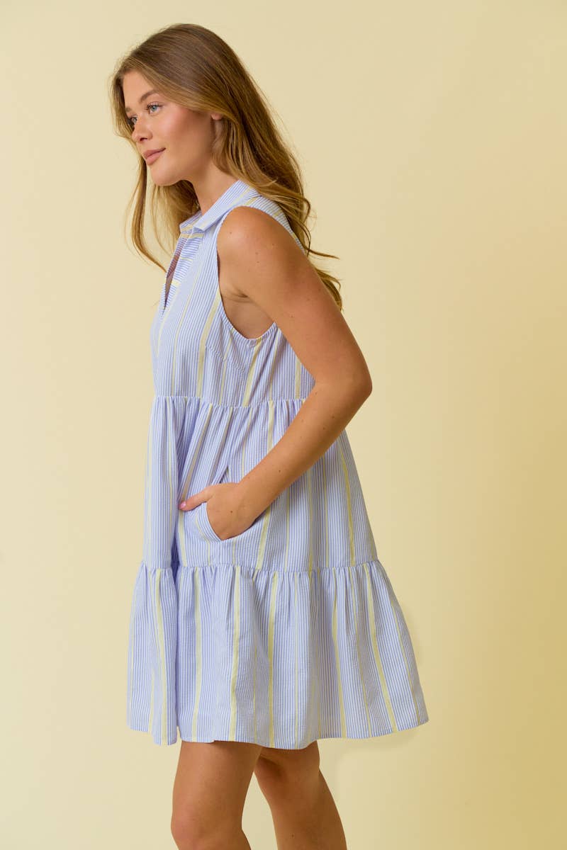 Serna Stripe Tiered Mini Dress