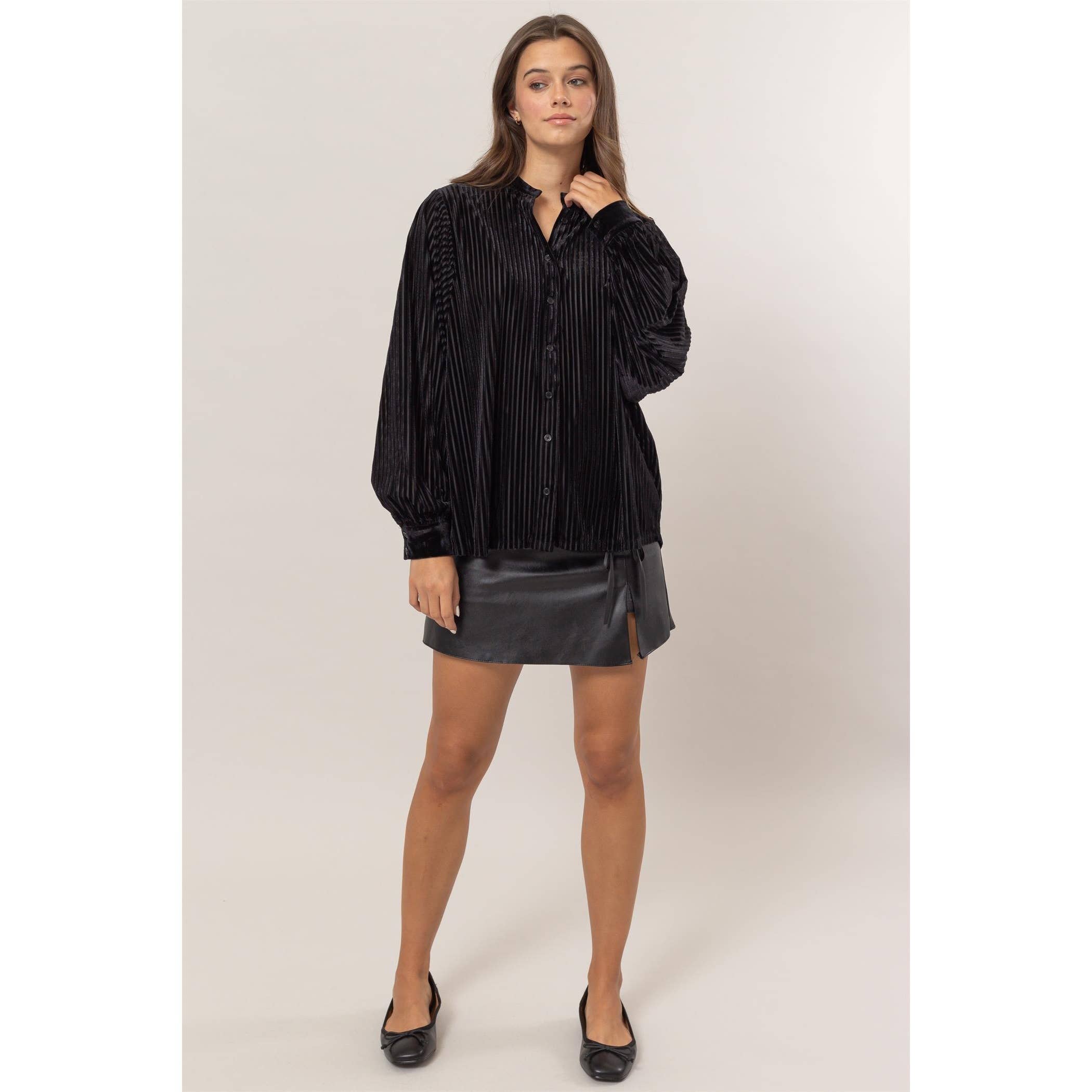 Vorheiss Velvet Striped Blouse FINAL SALE