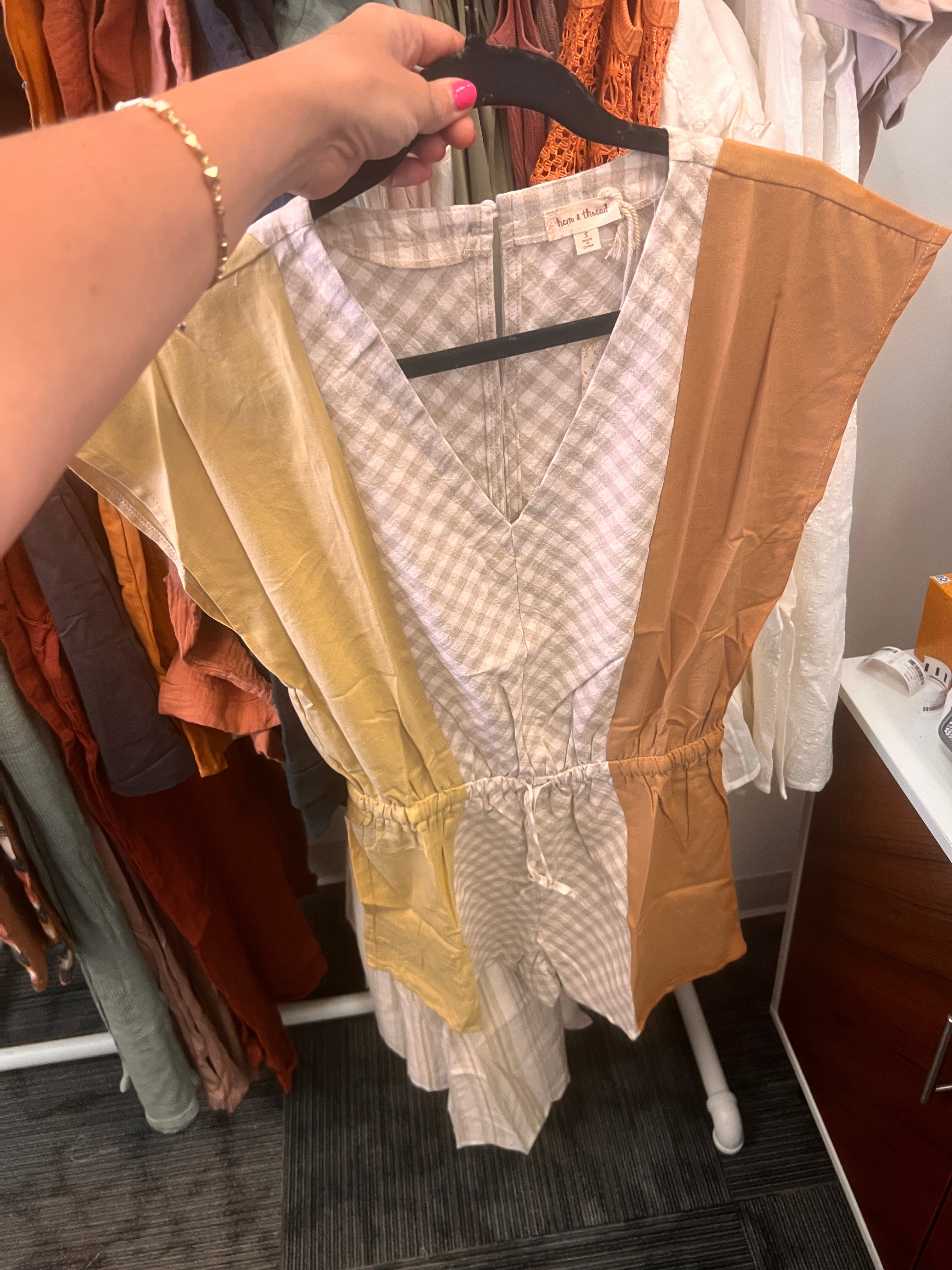Alberta Plaid Mix Romper