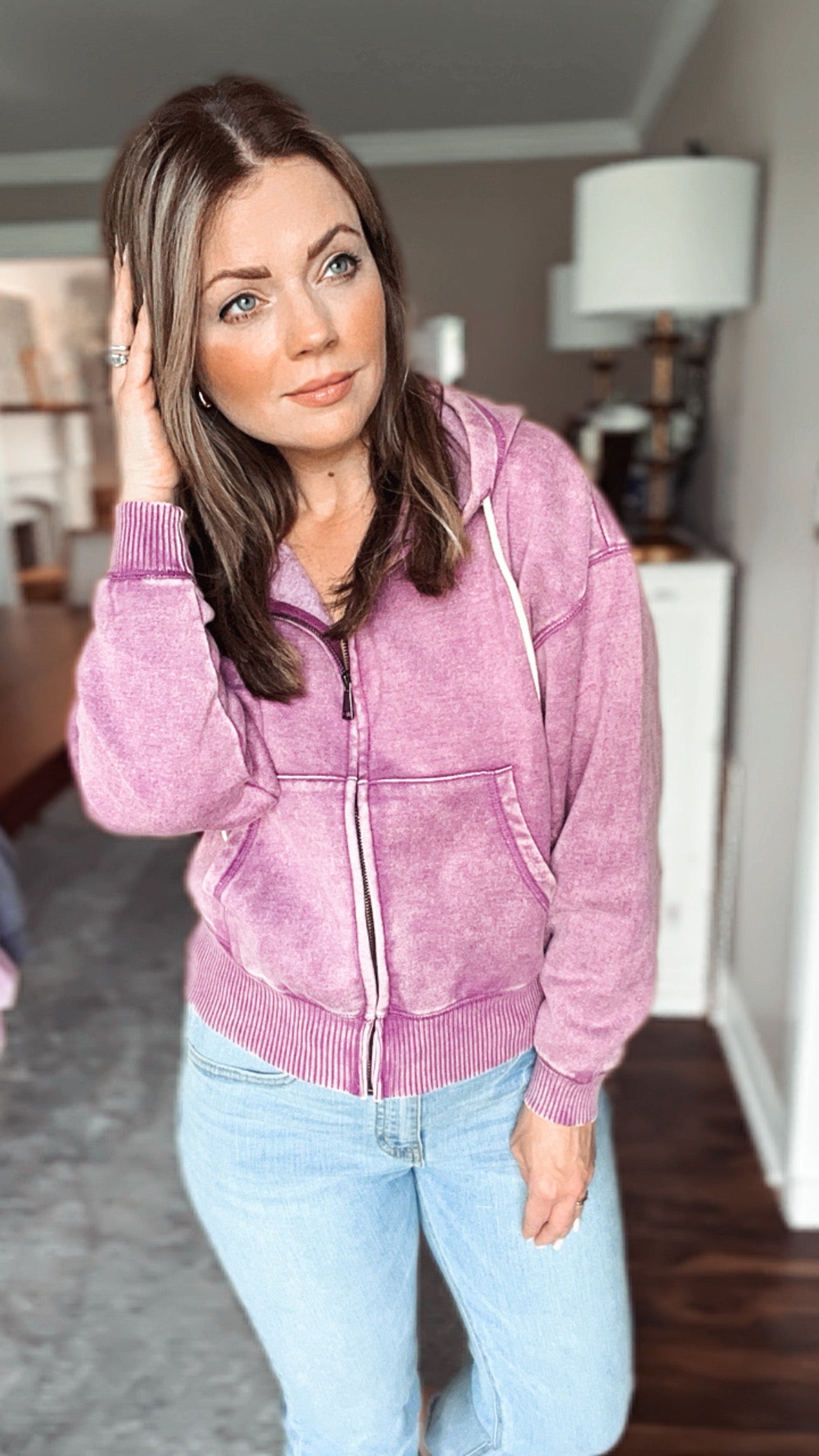 Jax Acid Wash Fleece Zip Hoodie