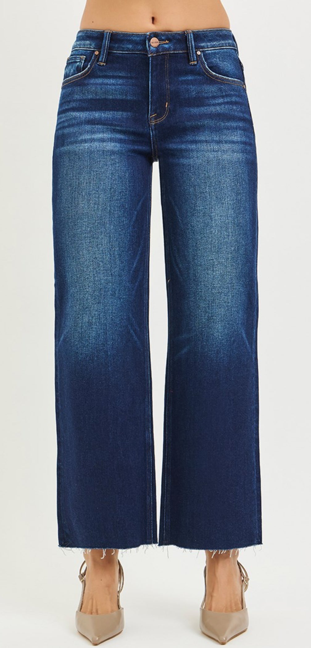 RISEN Hanna Mid Rise Crop Straight Jeans