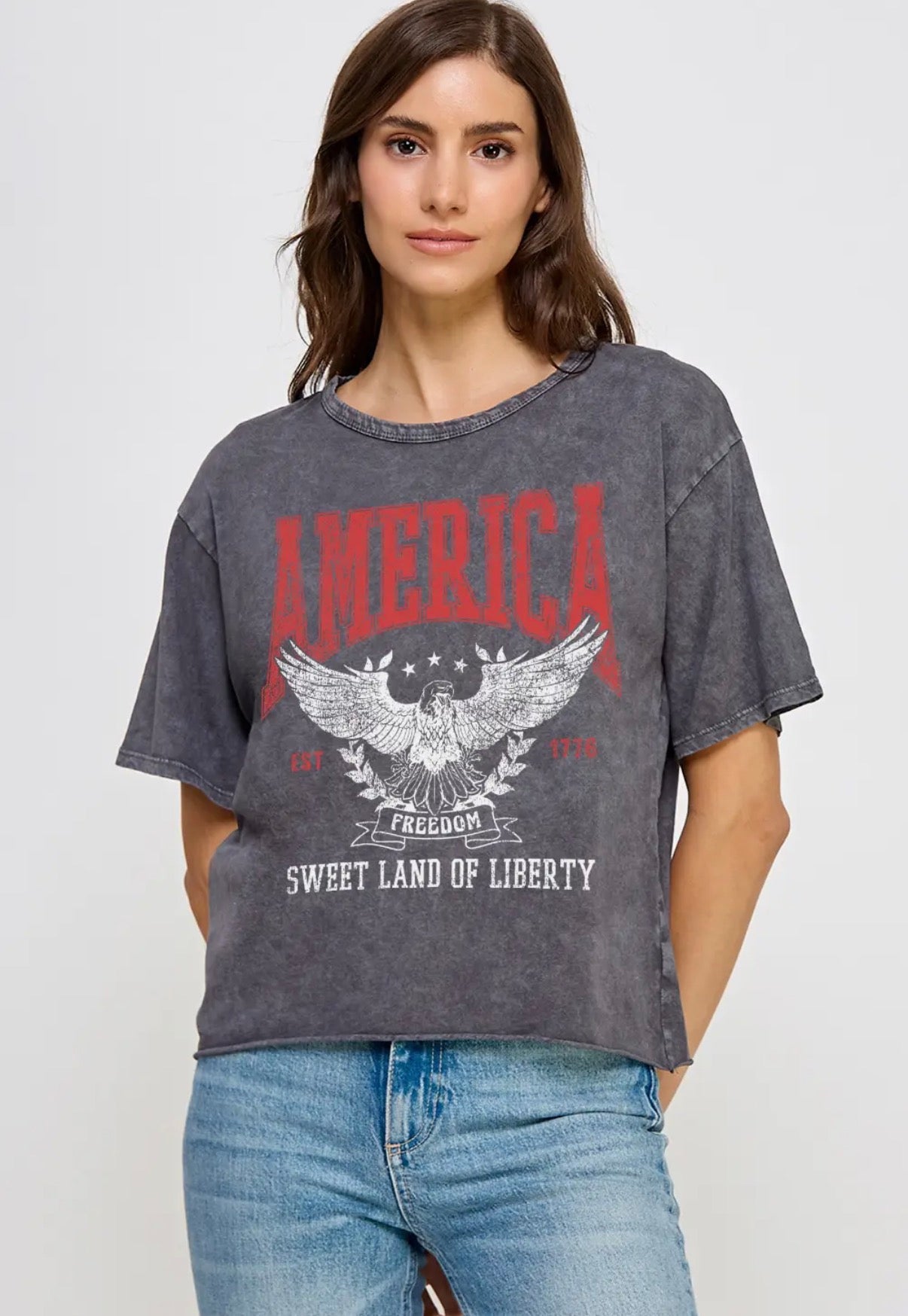 America Sweet Land Of Liberty Mineral Washed T-Shirt