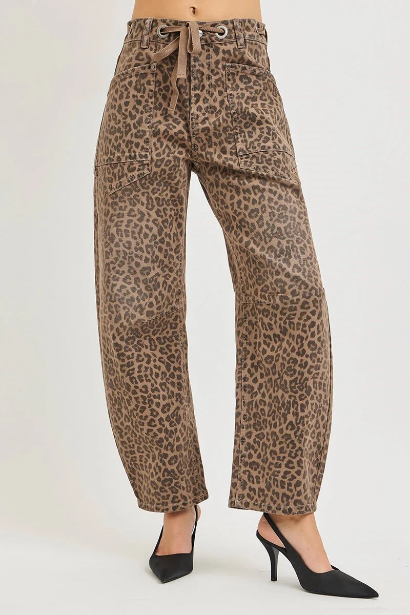 RISEN Leo Leopard Barrel Jeans