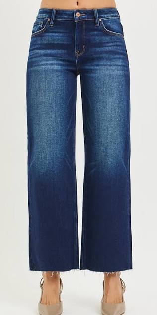 RISEN Hanna Mid Rise Crop Straight Jeans