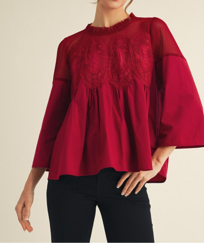 Berts Lace Peplum Top