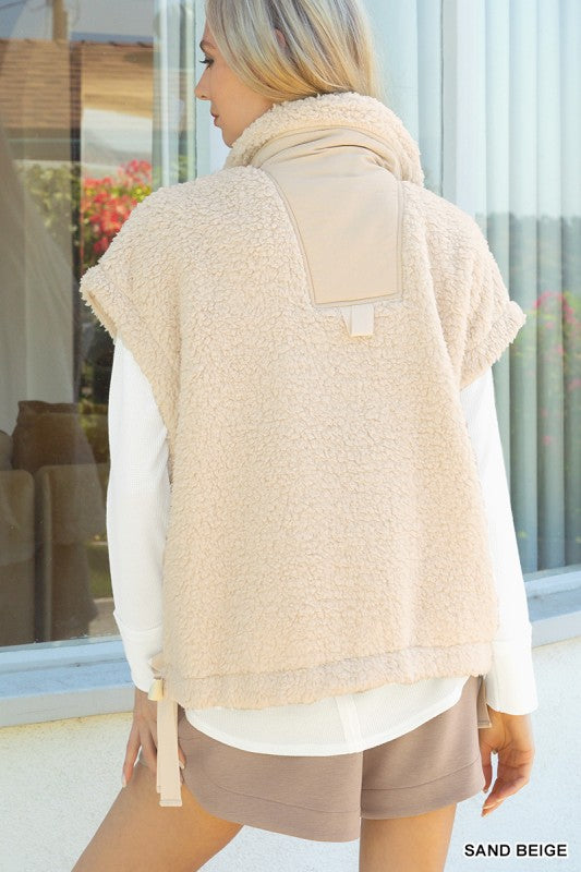 Gracie Sand Beige Sherpa Tie Vest