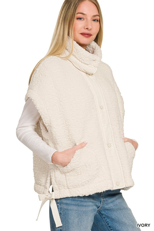 Gracie Ivory Sherpa Tie Vest