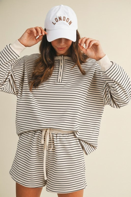 Blaine Stripe Matching Top and Shorts Set