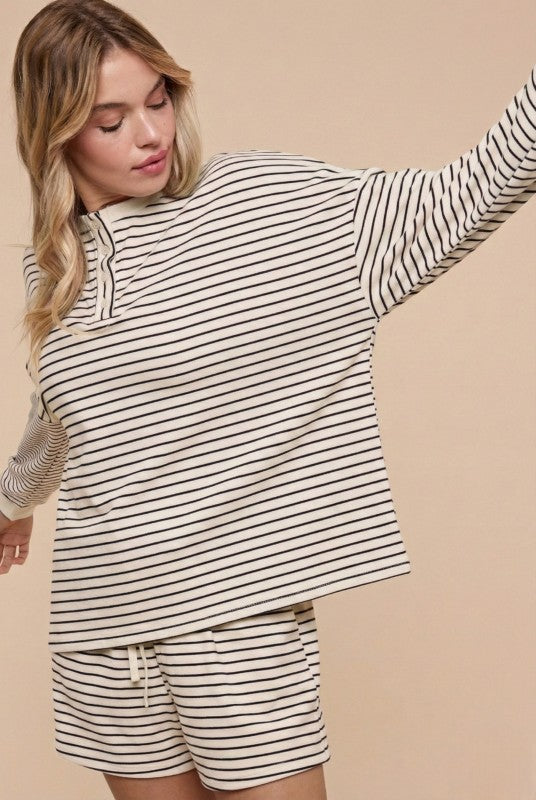 Blaine Stripe Matching Top and Shorts Set