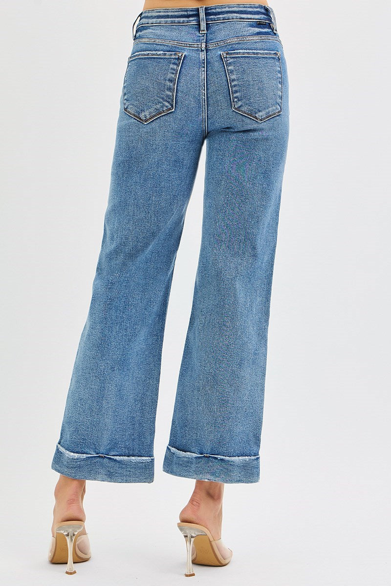 RISEN Vicki Mid Rise Crop Straight Jeans