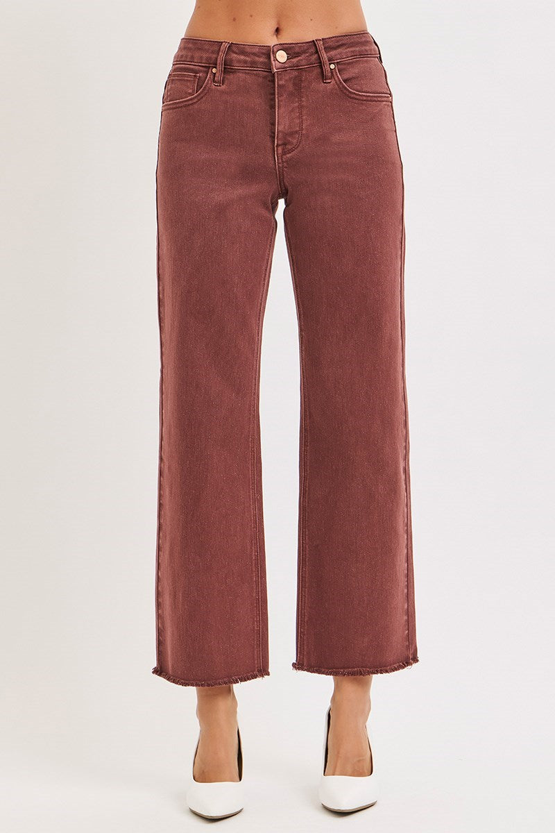 RISEN Velda Mid Rise Ankle Wide Lurex Pants