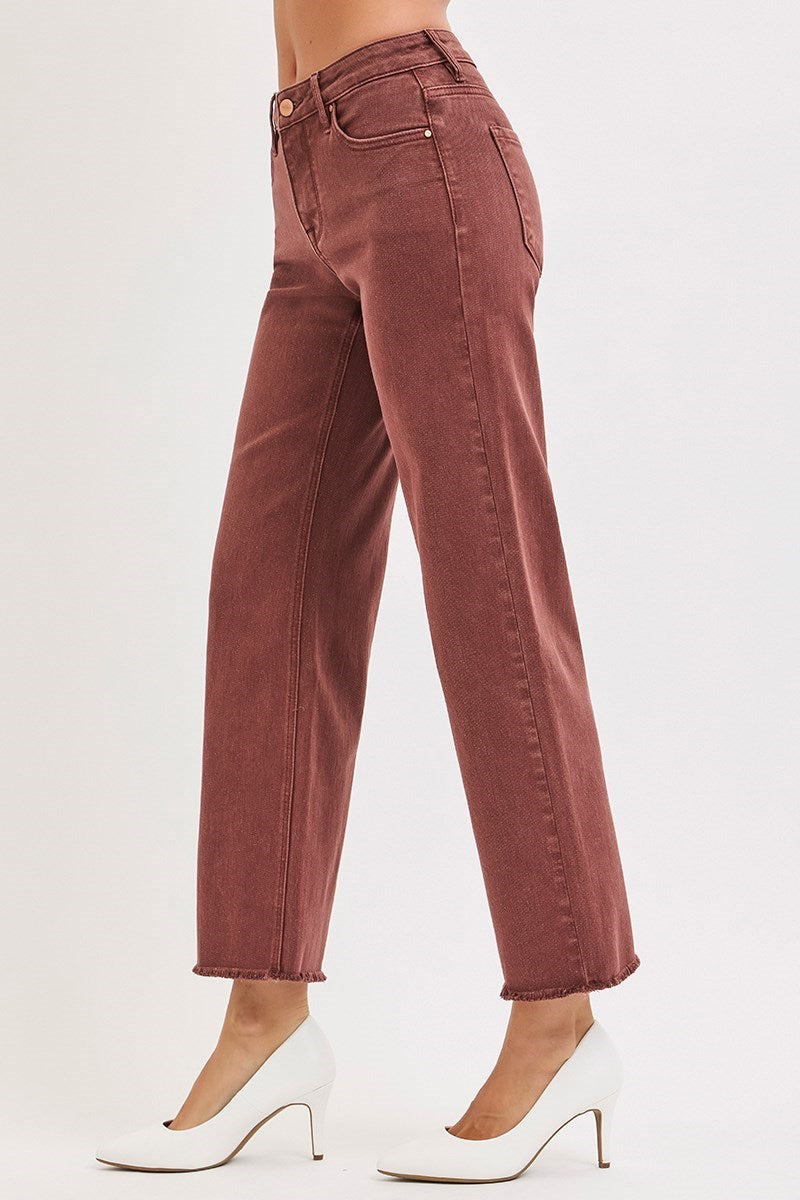 RISEN Velda Mid Rise Ankle Wide Lurex Pants