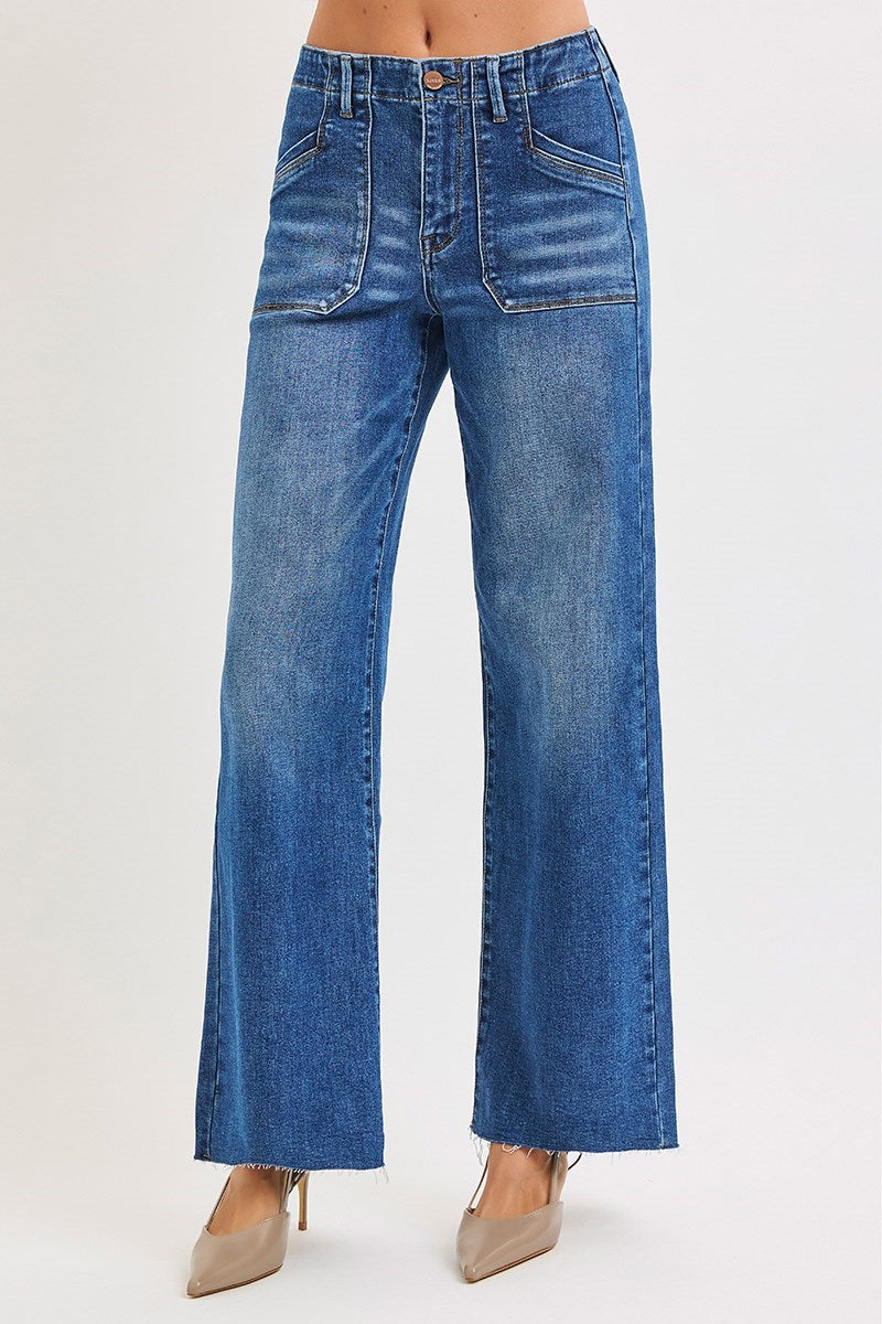 RISEN Gennie Slouchy Wide Leg Pocket Jeans
