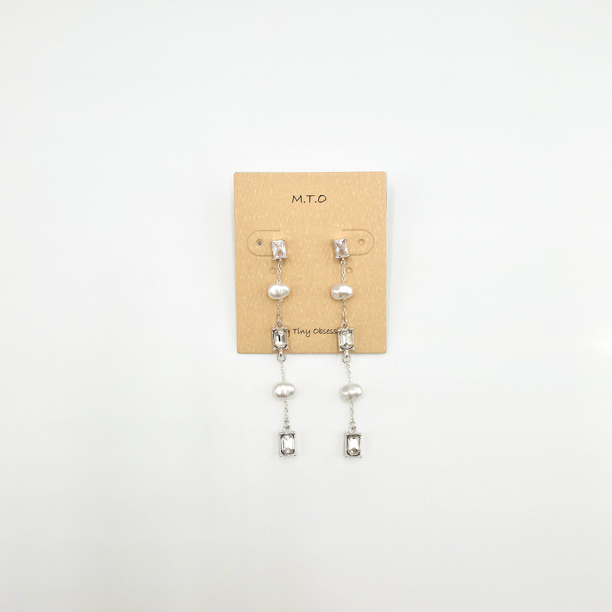 Doe Pearl Crystal Linear Drop Earrings