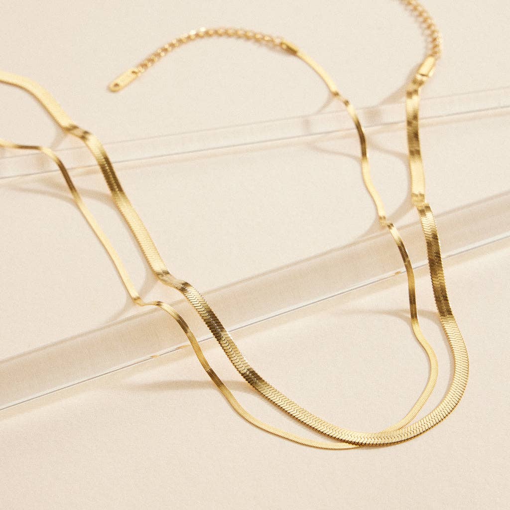 Hene Snake Chain Gold Dip Stainless Steel Necklace