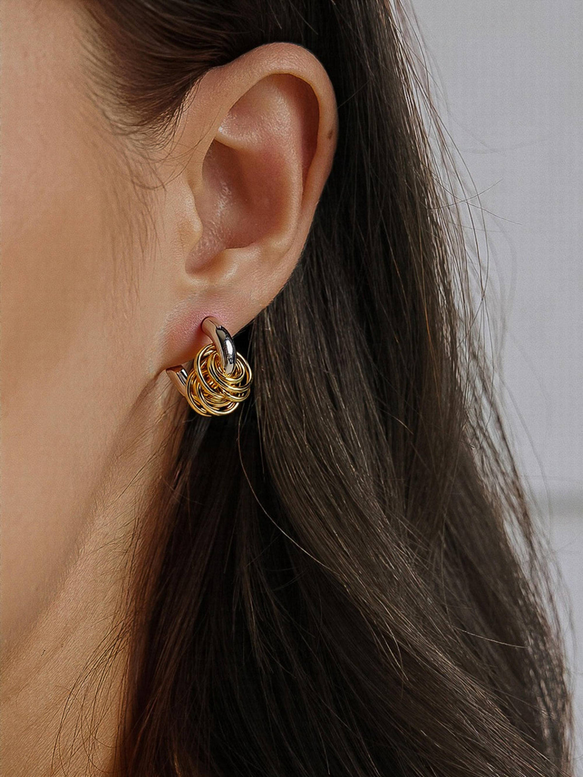 Flânerie by MAIQ Colmar 18K Gold Non-Tarnish Two-Tone Knot Stud Earrings