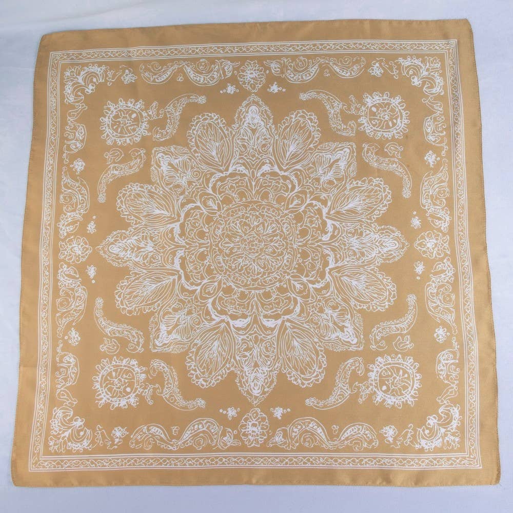 Paisley Mandala Print Square Satin Scarf