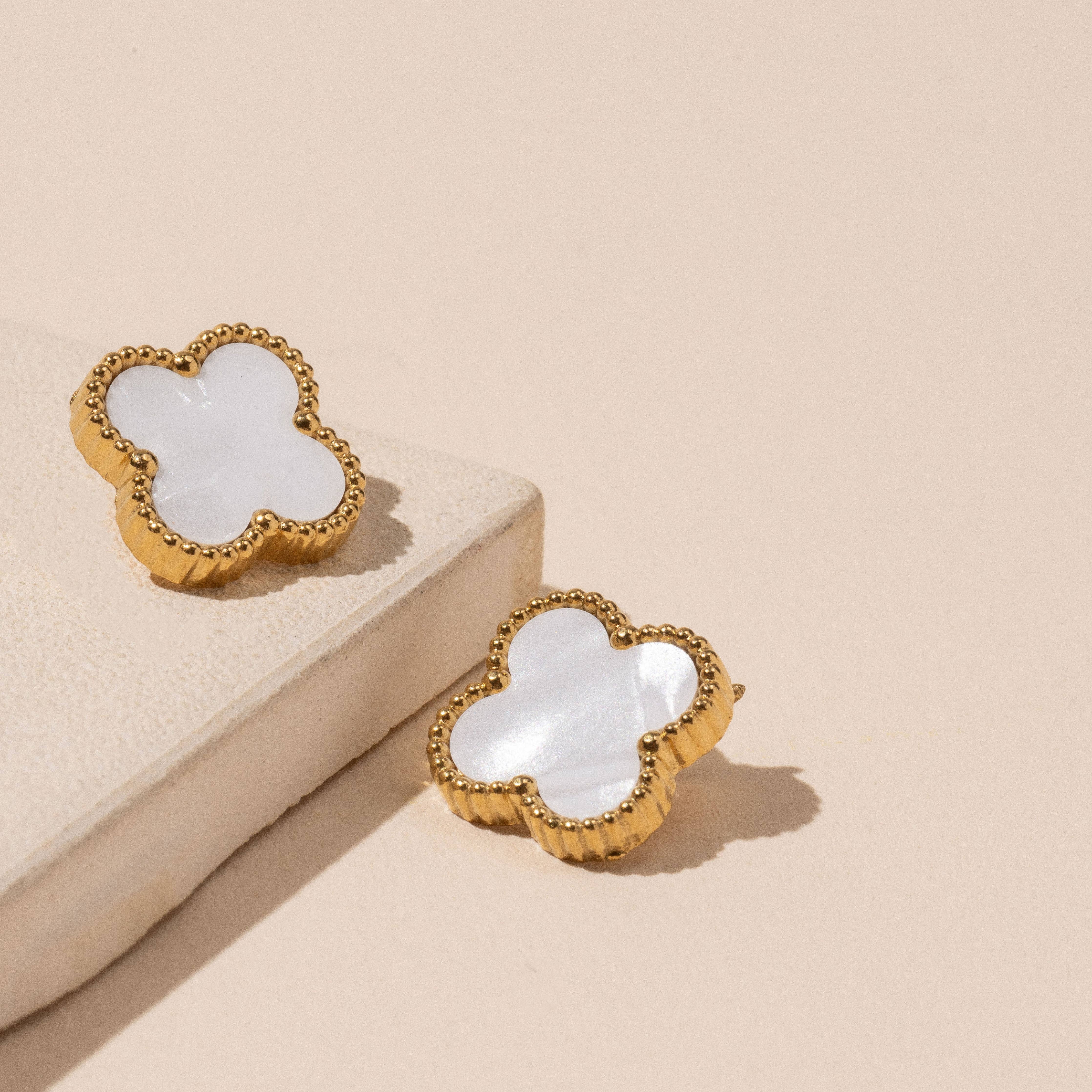 Liah Flower Shaped Gold Stud Earrings