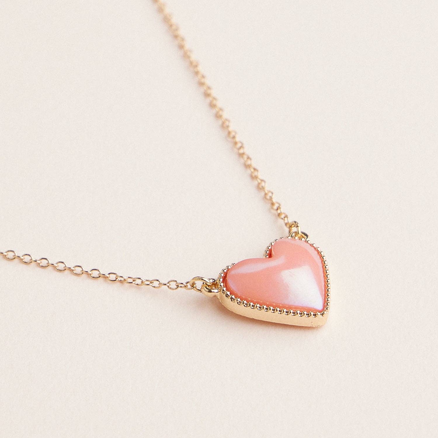 Harlow Heart Shaped Enamel Pendant Necklaces in Gold Chain