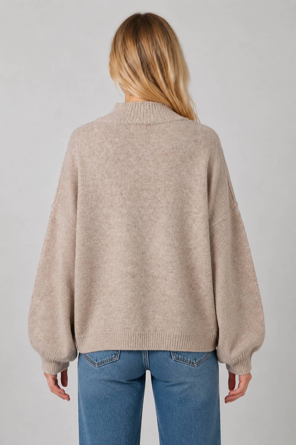 Brenna Balloon Sleeve Mock Neck Sweater