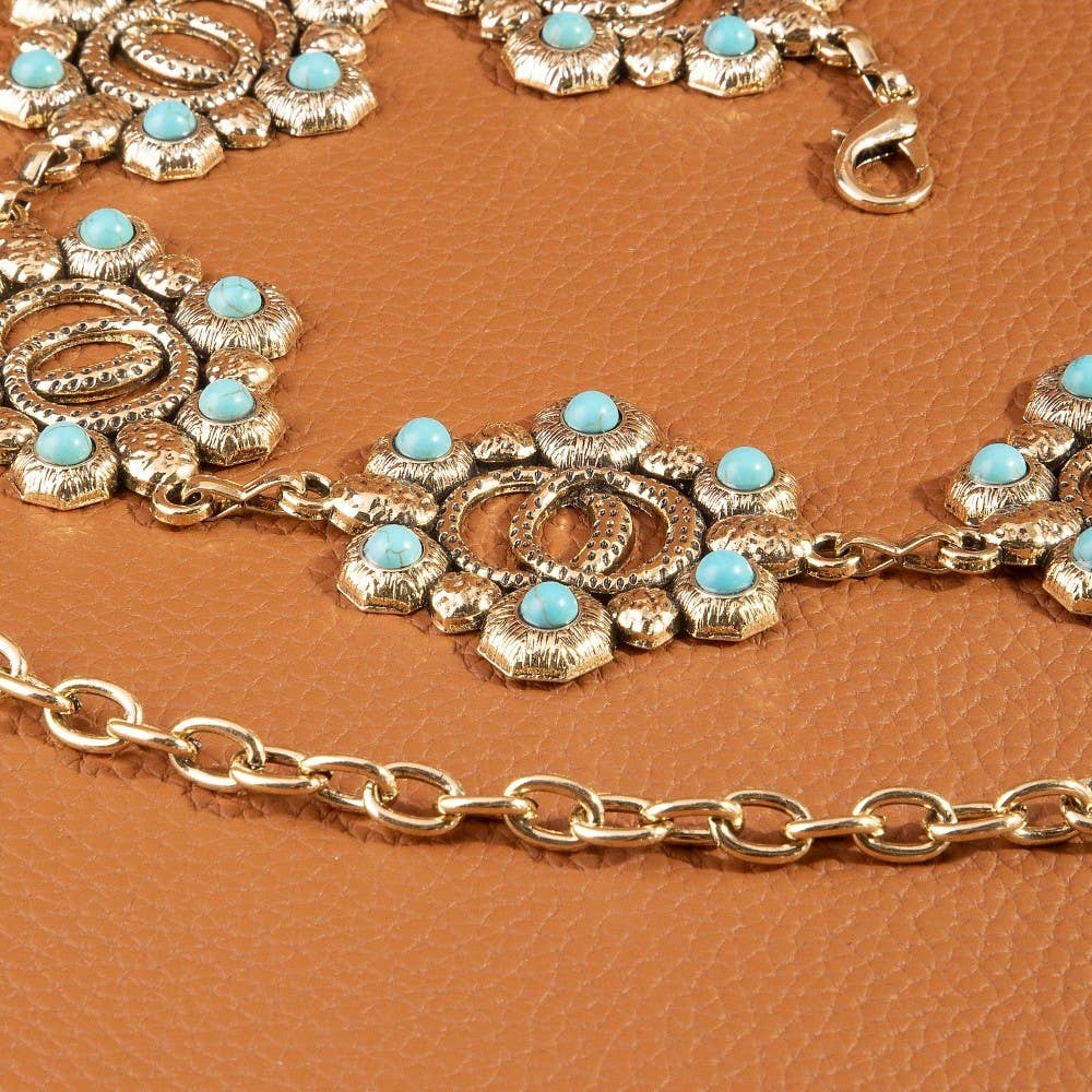 Abba Turquoise Floral Concho Chain Belt