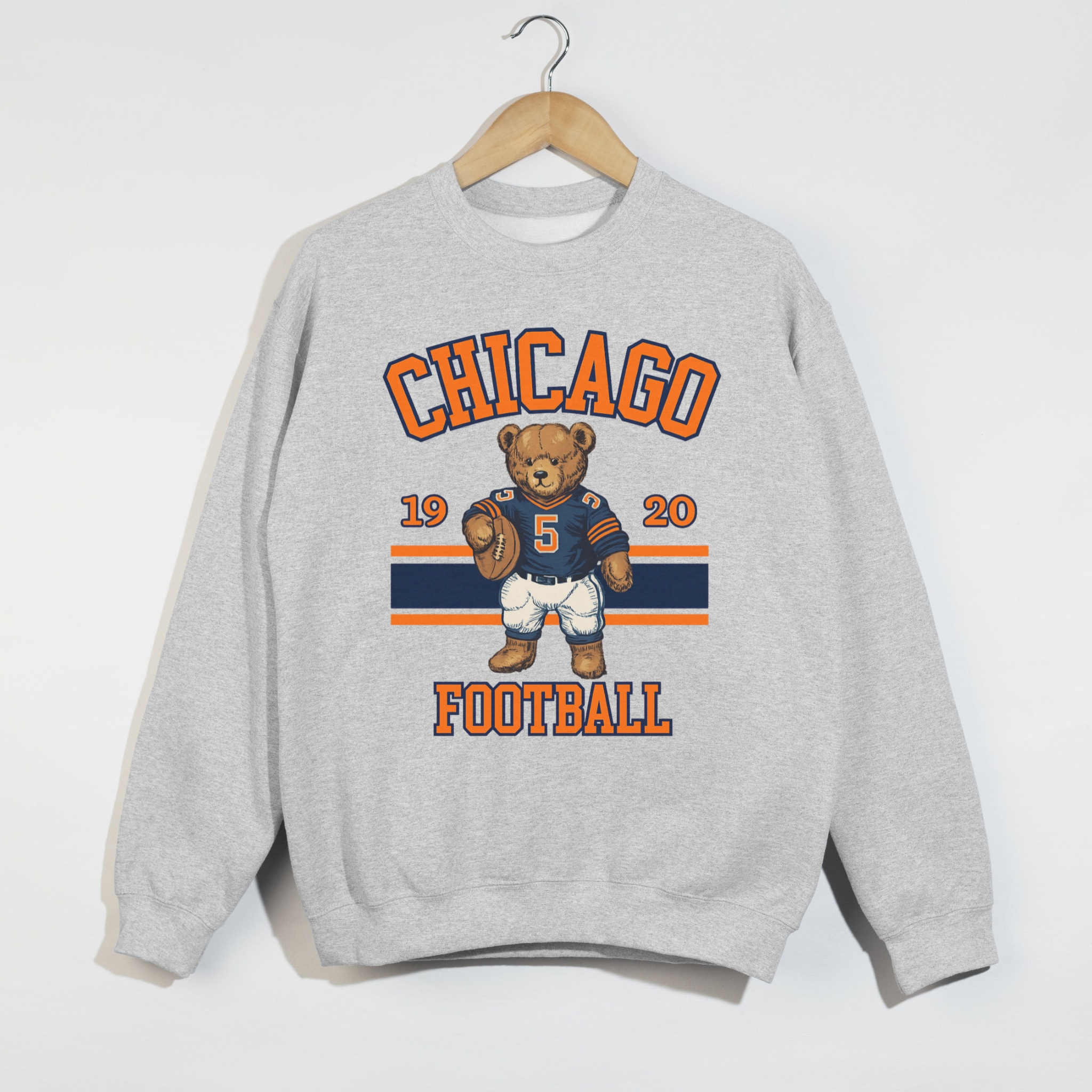 Chicago Football Teddy Bear Crewneck Sweatshirt- S-XL!