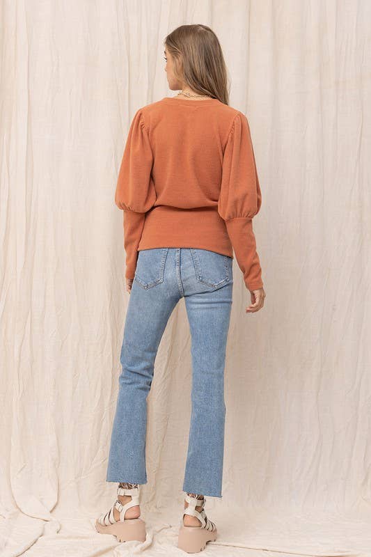 Fey Brushed Puff Sleeve Top