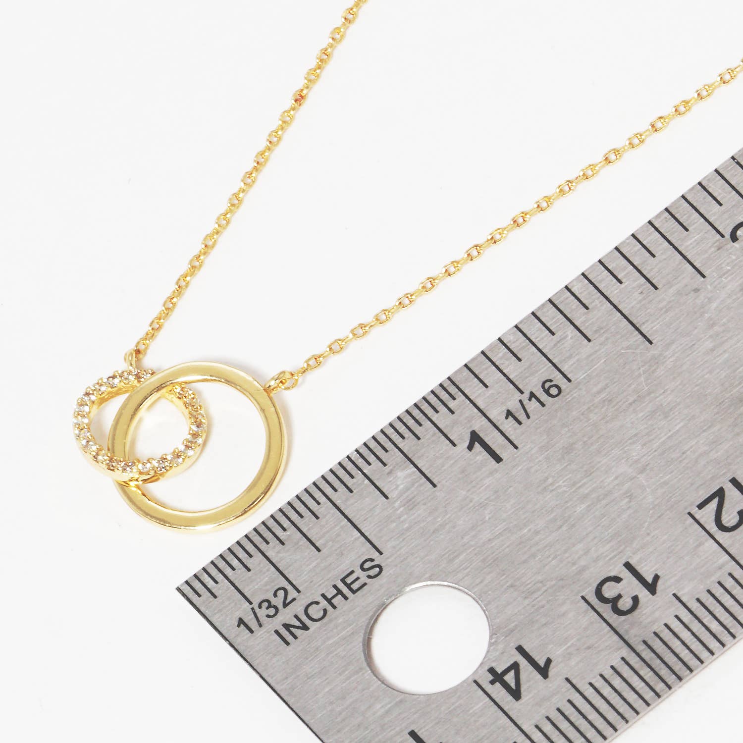Deann CZ Gold-Dipped Double Ring Necklace (2 Colors!)