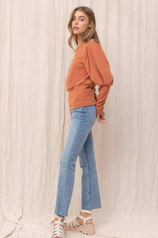 Fey Brushed Puff Sleeve Top