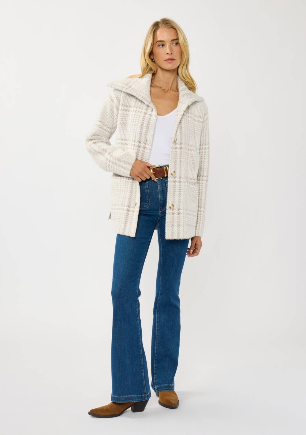 Frank Plaid Button-Up Sweater Jacket PREORDER