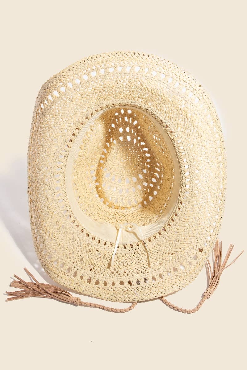 Beah Intricate Woven Western Fedora Straw Hat (2 Options!)