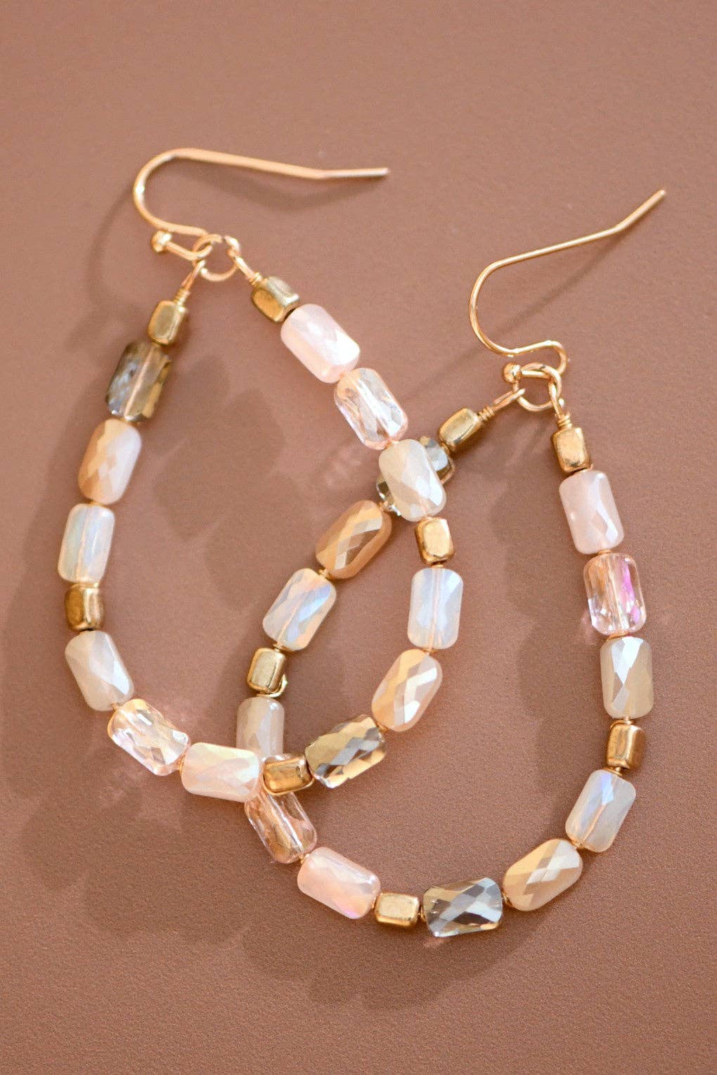 Archie Teardrop Wire Beaded Crystal Earrings