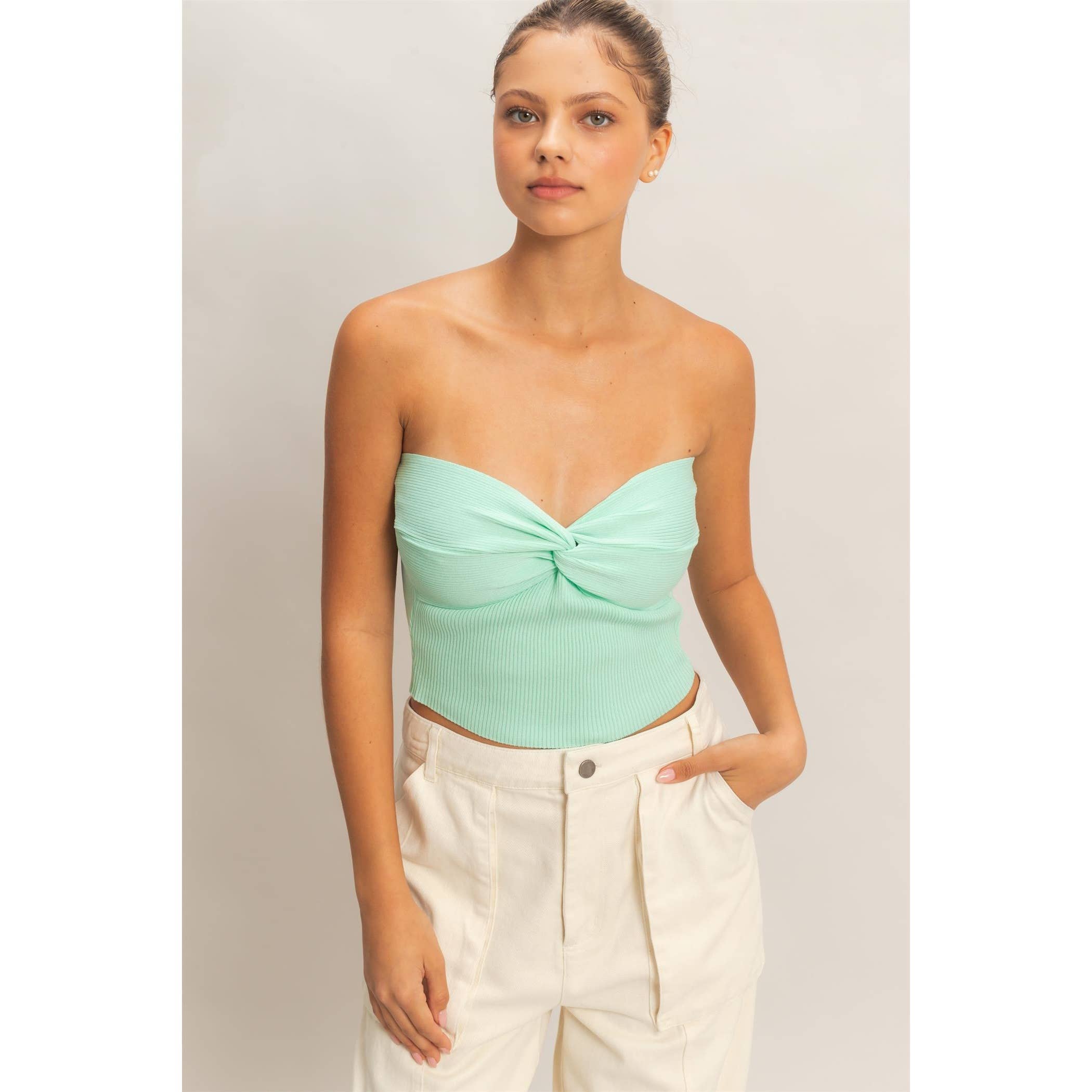 Ream Ribbed Knot Bustier Top