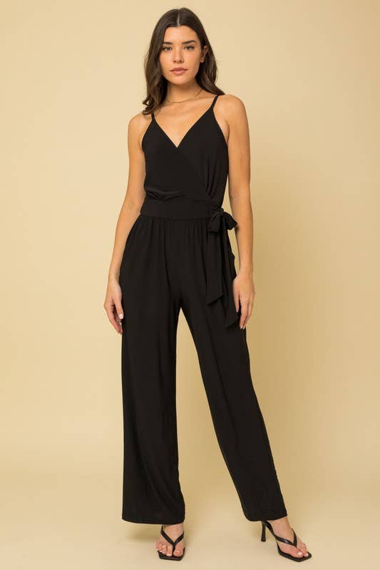 Babs Sleeveless Surplice Tie Pants Jumpsuit