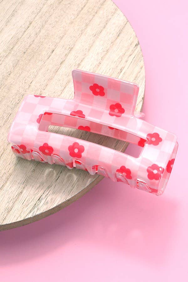 Daisy Checker Hair Claw Clip