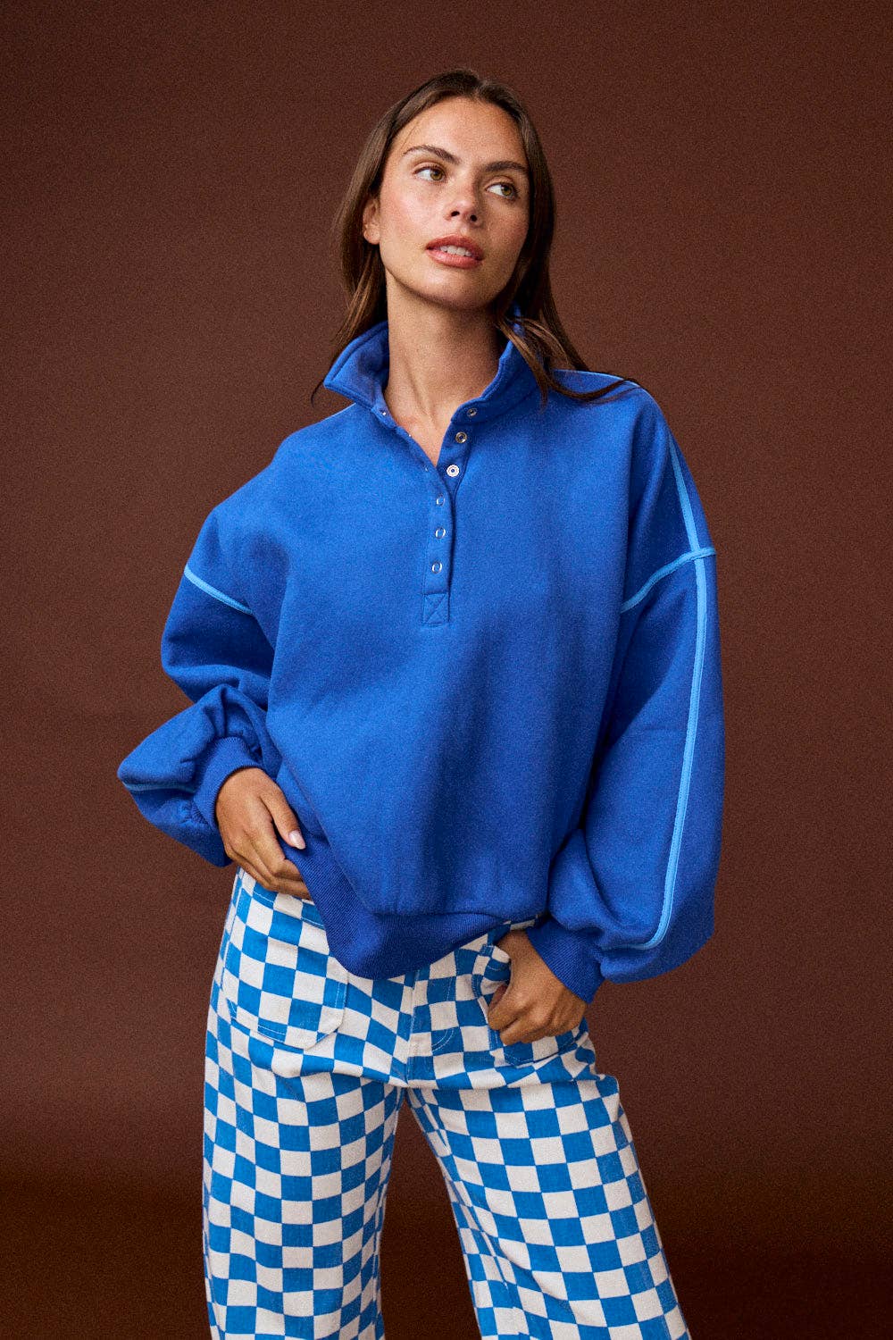 Alexa Contrast Piping Pullover