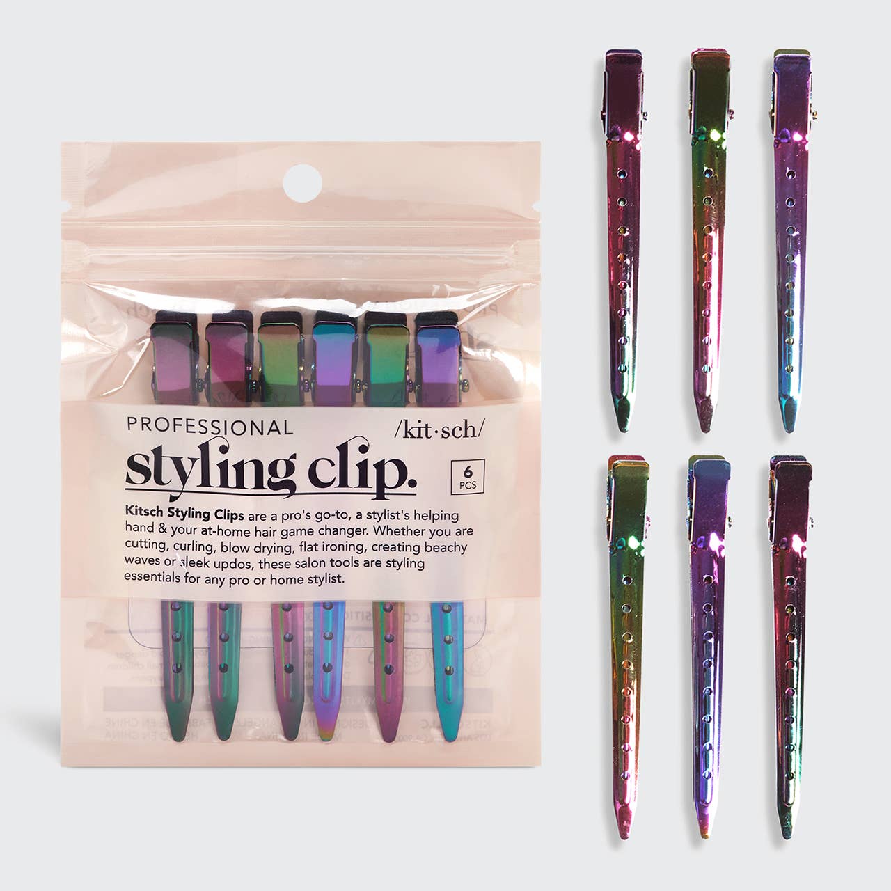 KITSCH Styling Hair Clips 6pc - Iridescent