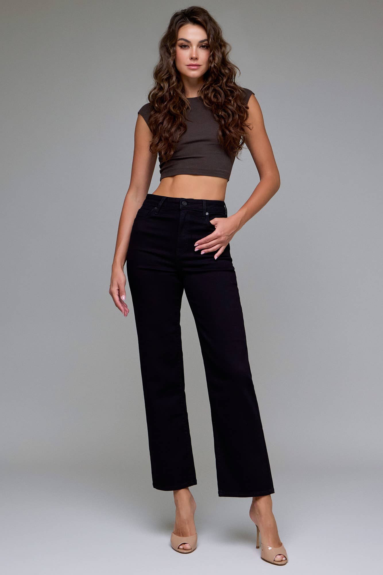 HIDDEN Marla Jet Black Clean Stretch Straight Jeans