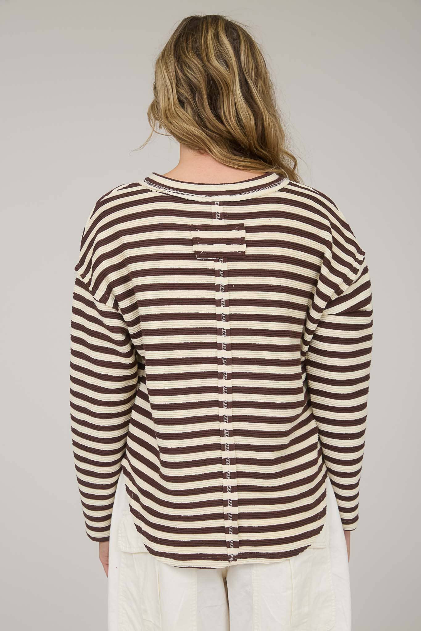 Stella Split Brown Stripe Top