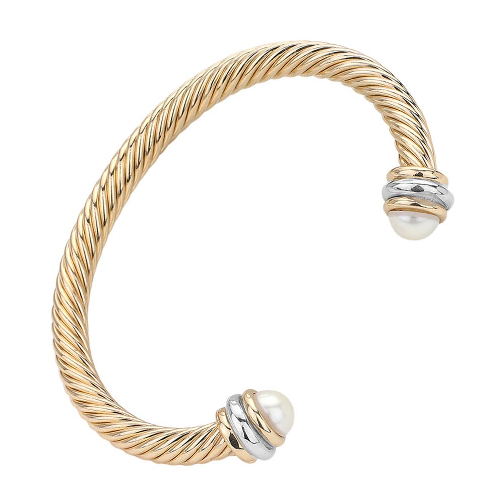 Stone Tip Twisted Rope Cuff Bracelet (2 Colors!)