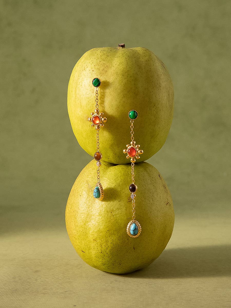Flânerie by MAIQ Bellevie 18K Gold Non-Tarnish Boho Gemstone Drop Earrings