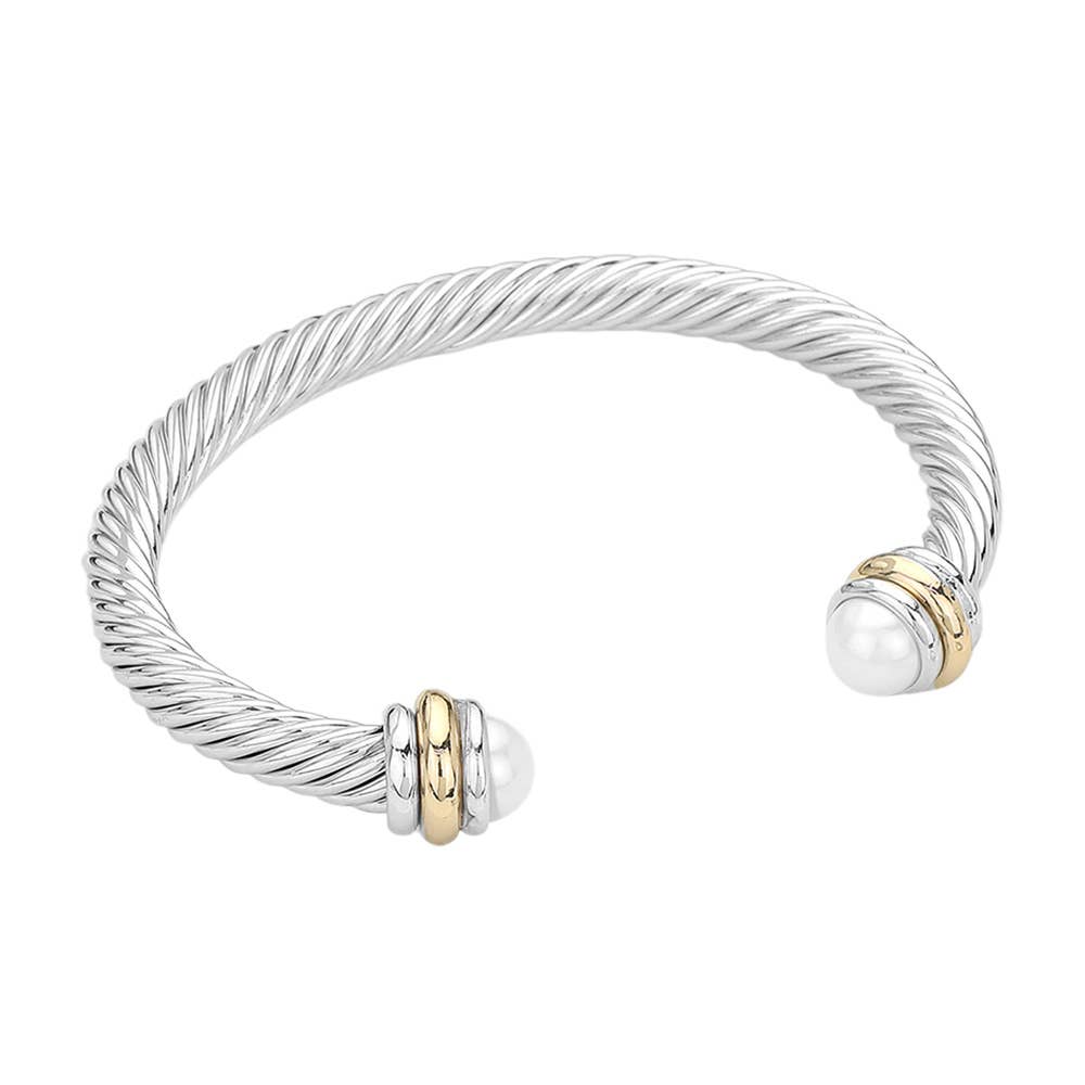 Stone Tip Twisted Rope Cuff Bracelet (2 Colors!)