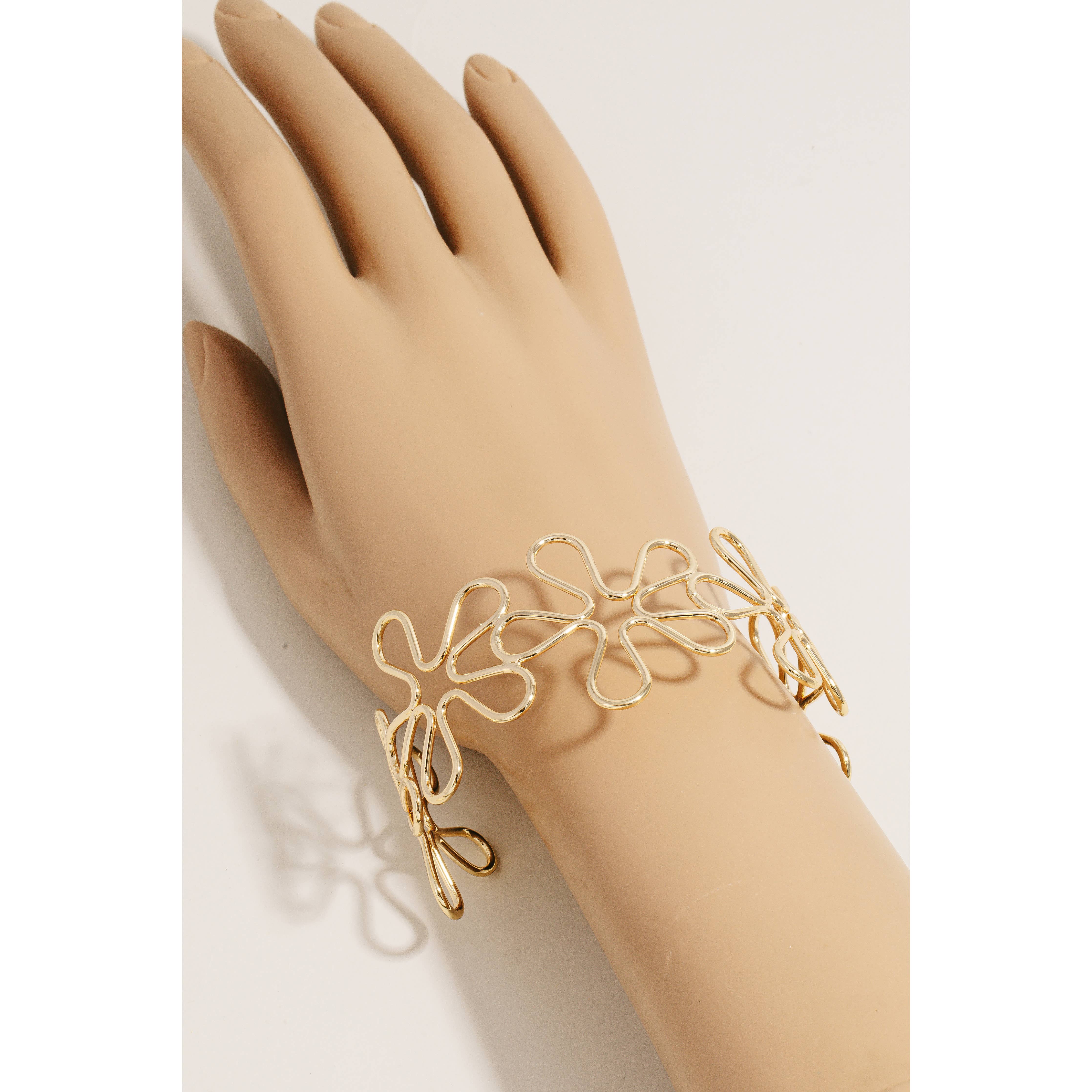 Ainsley Metallic Wire Flower Cuff Bracelet